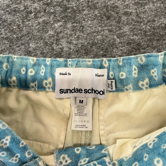 Sundae School Streetwear Hype Blue and Cream Floral Wide Patterned Pants Size M - Picture 3 of 5